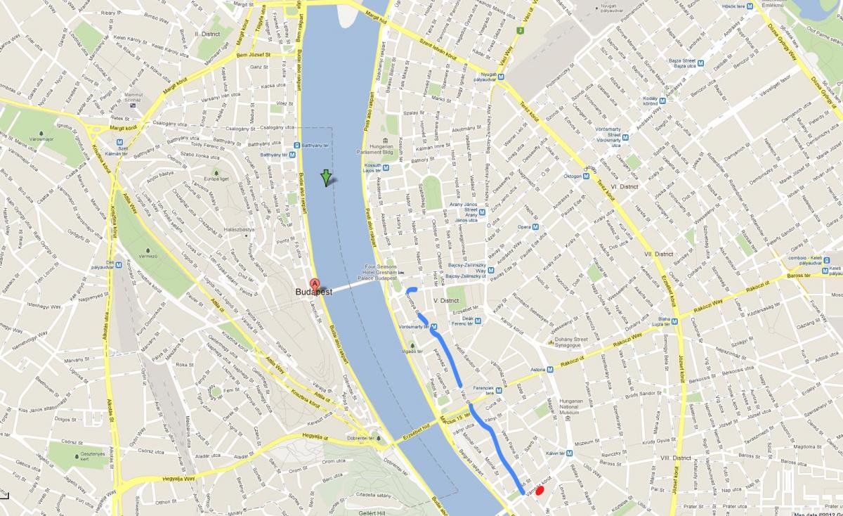 kart av vaci gaten i budapest