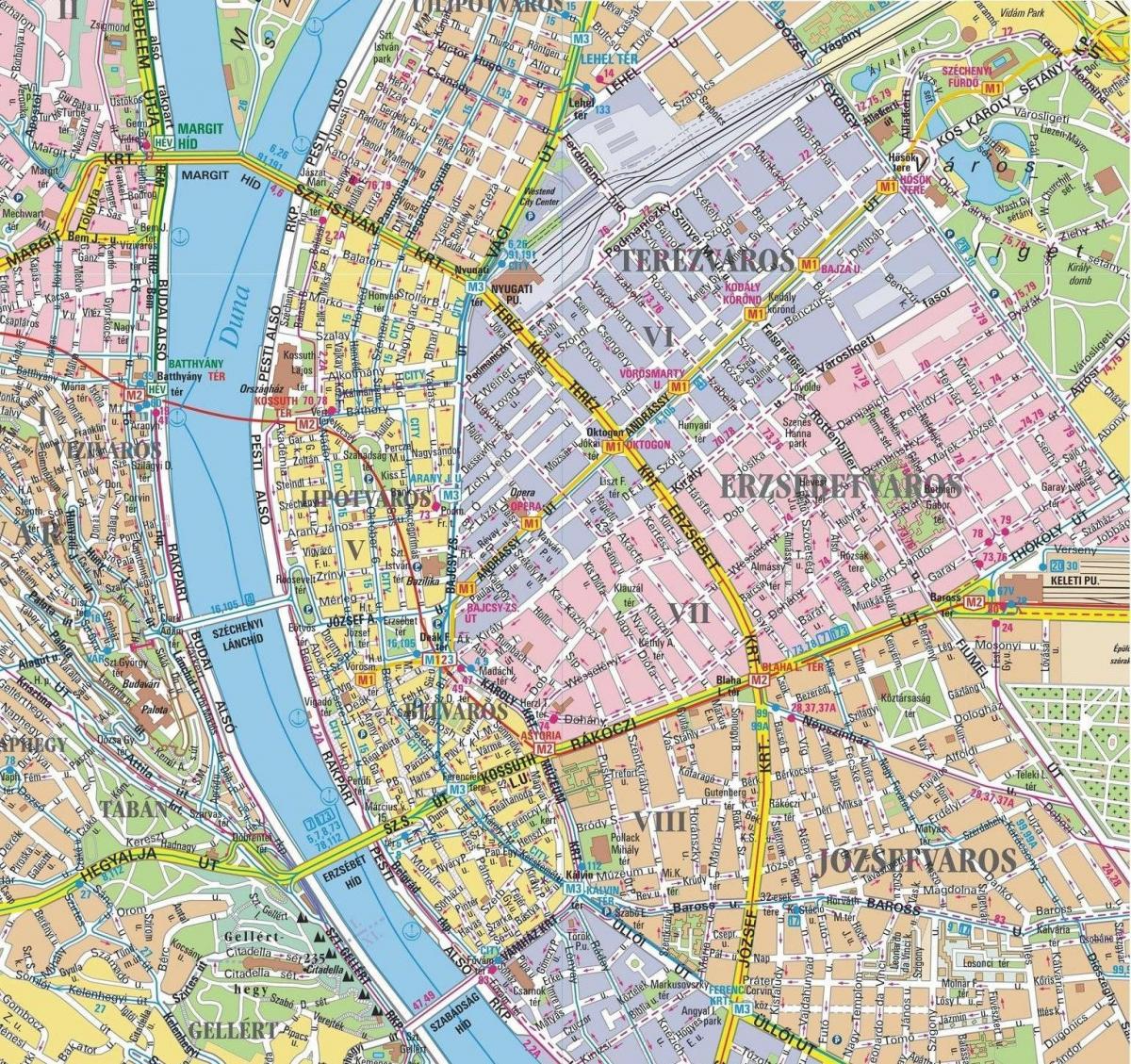 kart over bydeler i budapest