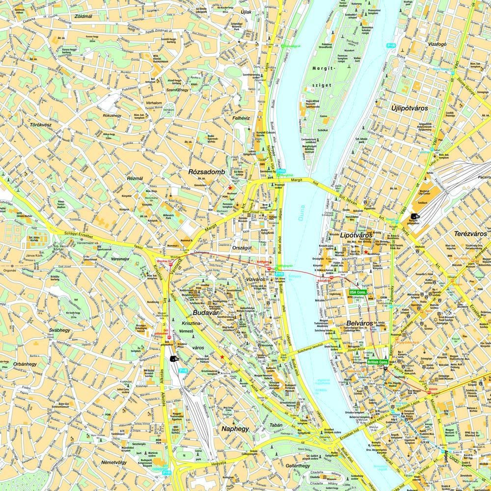 kart over budapest og området rundt