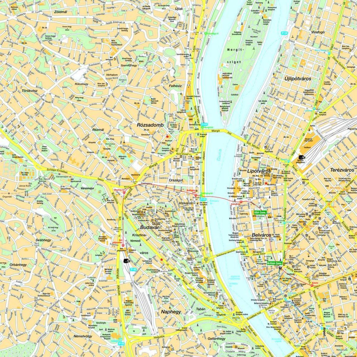 kart over budapest og området rundt