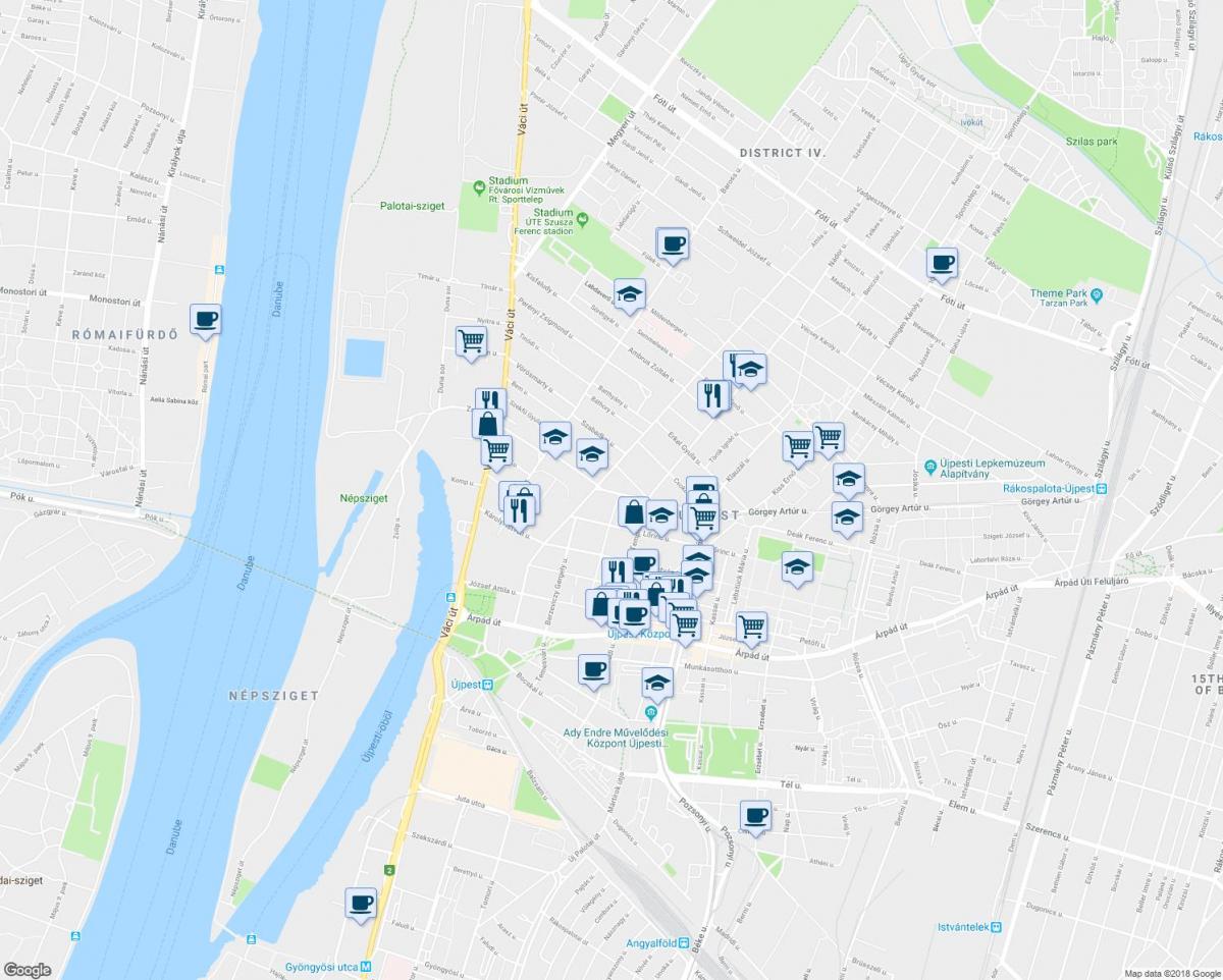 kart over restauranter i budapest