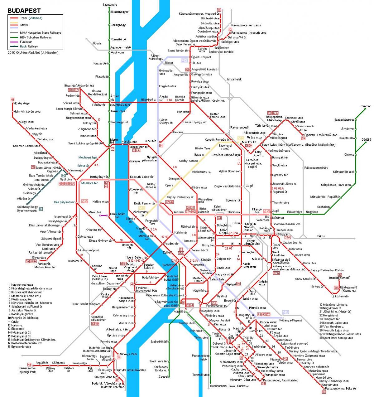 budapest jernbane kart