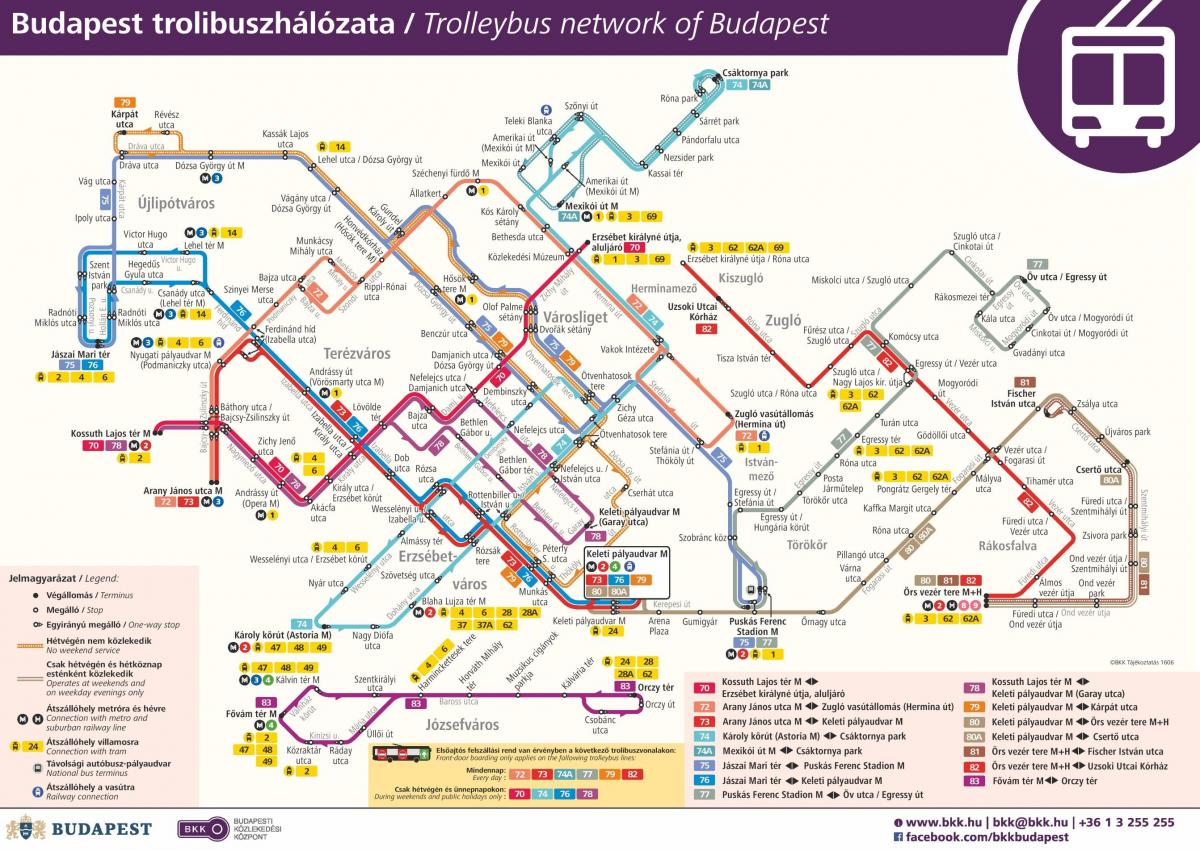kart over budapest trolleybuss