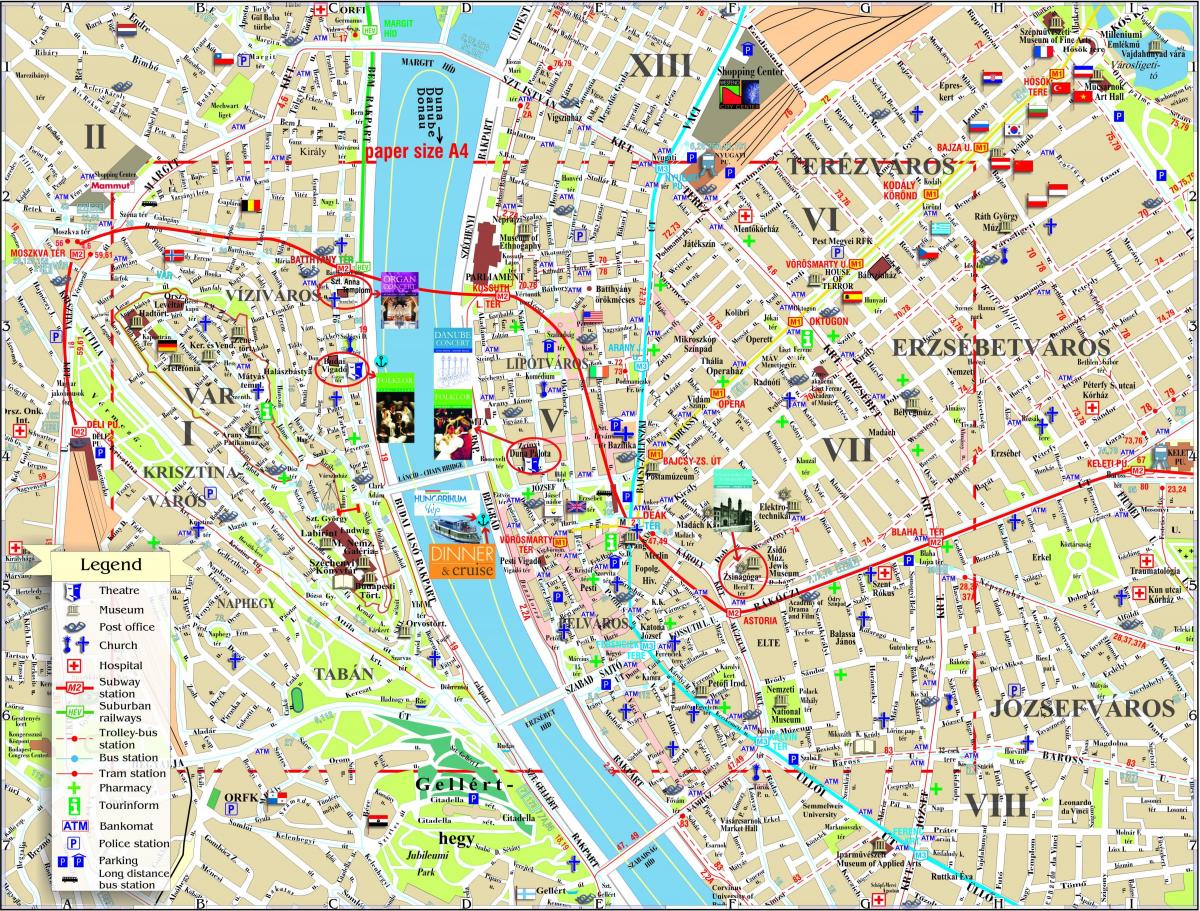 budapest city kart med attraksjoner