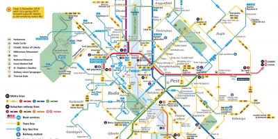 Kart av budapest med offentlig transport